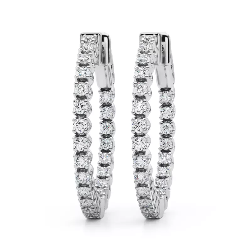 14K White Gold Classic Inside Out U-Prong Lab Diamond Hoop Earrings (1 3/4 ct. tw.)